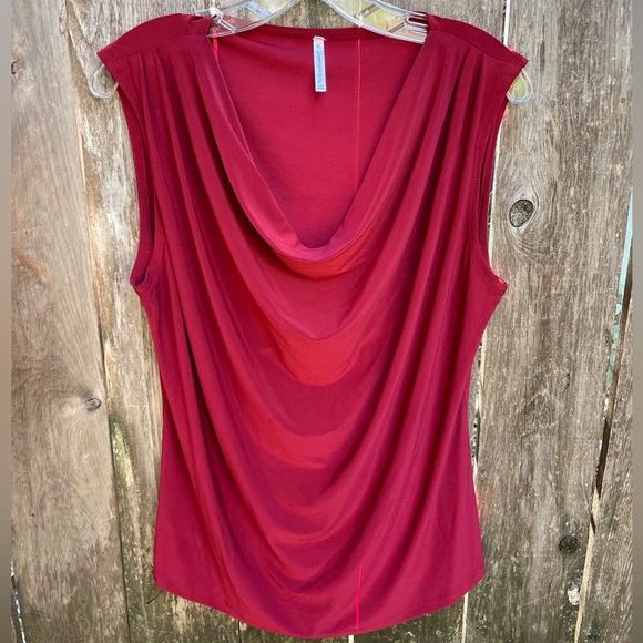 passports Tops - Passport Red Drape Sleeveless Blouse